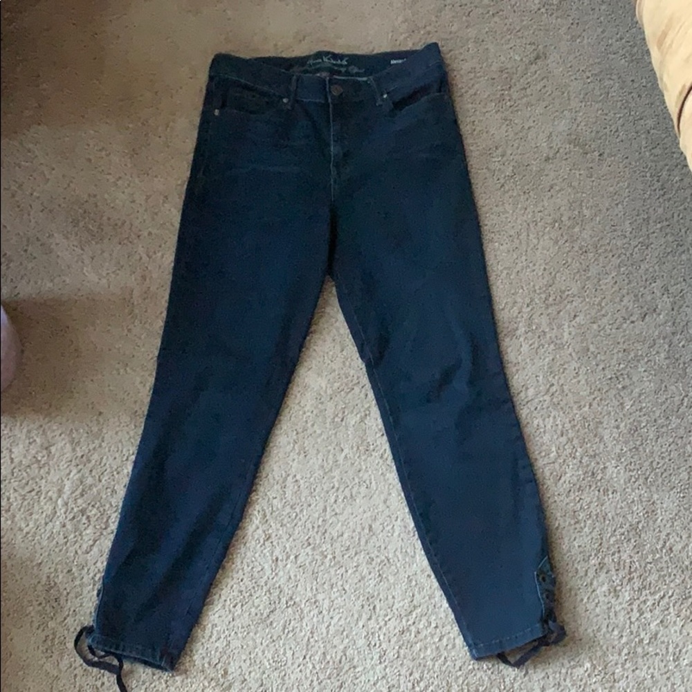 High waisted dark blue pants